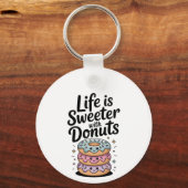 Het leven is zoeter met donuts sleutelhanger (Achterkant)