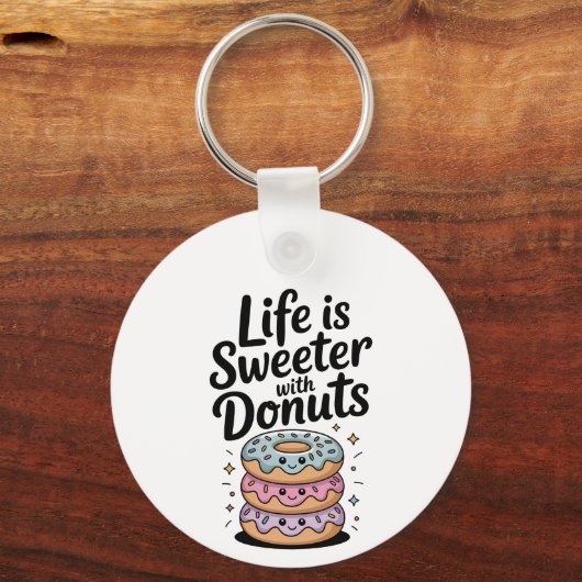 Het leven is zoeter met donuts sleutelhanger (Achterkant)
