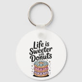 Het leven is zoeter met donuts sleutelhanger (Achterkant)