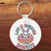 Het leven is zoeter met donuts sleutelhanger (Voorkant)