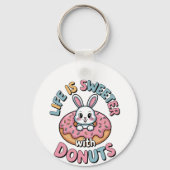 Het leven is zoeter met donuts sleutelhanger (Achterkant)