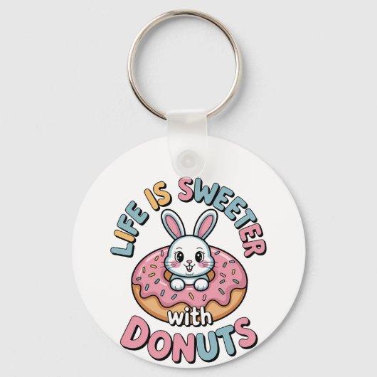 Het leven is zoeter met donuts sleutelhanger (Achterkant)