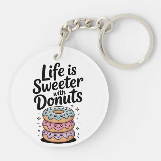 Het leven is zoeter met donuts sleutelhanger (Achterkant)
