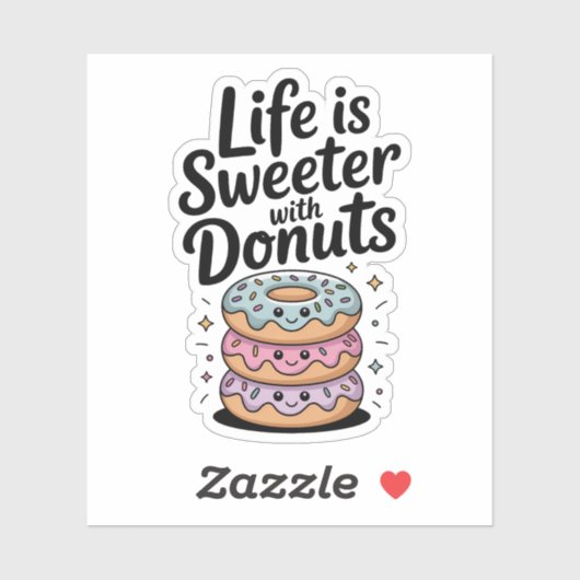 Het leven is zoeter met donuts sticker (Vel)