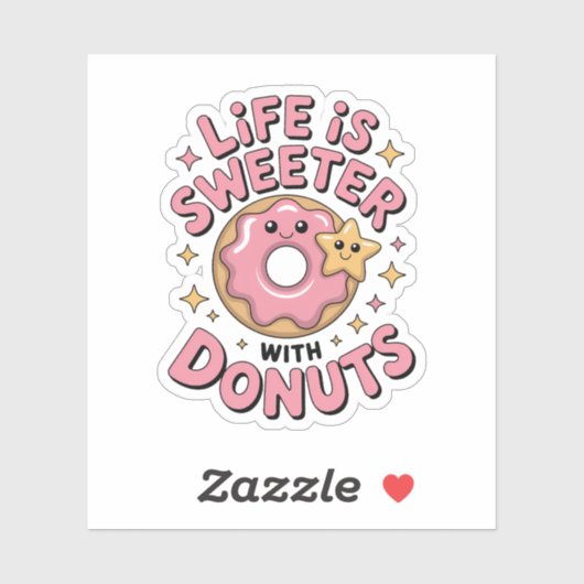 Het leven is zoeter met donuts sticker (Vel)