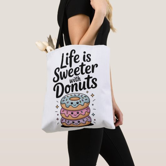 Het leven is zoeter met donuts tote bag (Dichtbij)