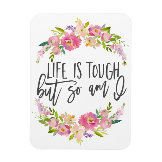 Het leven is zwaar, Inspirerend citaat, Boho flora Magneet (Verticaal)