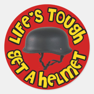 Het leven is zwaar, pak een helm ronde sticker