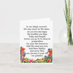 " het leven kan zo veranderen "+ waterverf bloemen bedankkaart