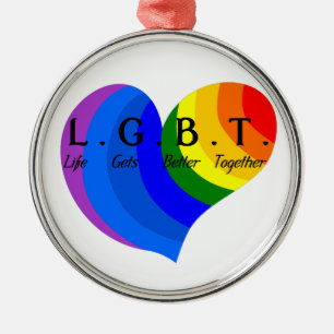 Het leven krijgt beter samen LGBT Pride Metalen Ornament