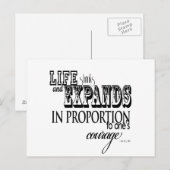 Het leven krimpt en breidt zich uit ... Anais Nin Briefkaart (Voorkant / Achterkant)