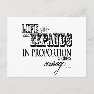 Het leven krimpt en breidt zich uit ... Anais Nin Briefkaart