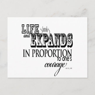 Het leven krimpt en breidt zich uit ... Anais Nin Briefkaart