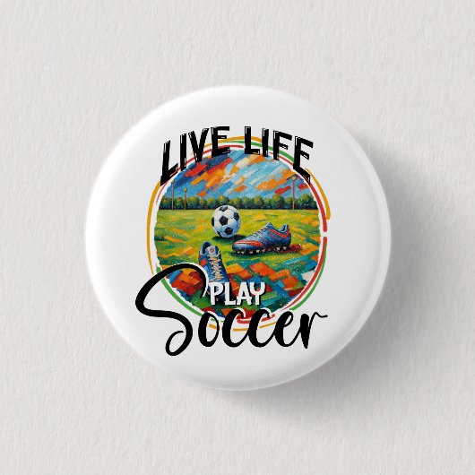 Het leven Live Spel Voetbal, Voetbalgebied Ronde Button 3,2 Cm (Voorkant)