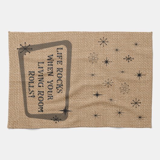 Het leven loopt op wanneer je woonkamer rolt, RV F Theedoek (Horizontaal)