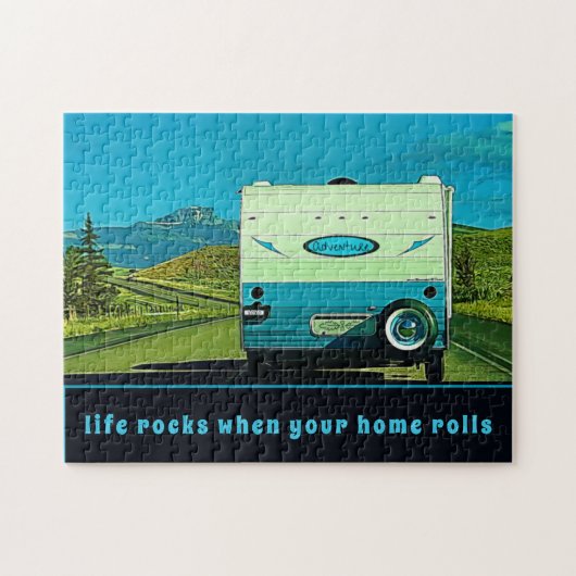 Het leven loopt wanneer uw huis  Camper rolt Legpuzzel (Horizontaal)
