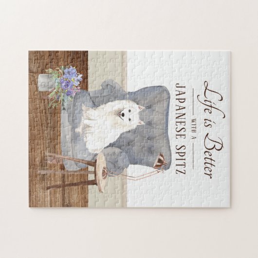 Het leven met een Japanse spitz-puzzel Legpuzzel (Horizontaal)