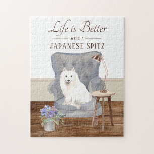 Het leven met een Japanse spitz-puzzel Legpuzzel