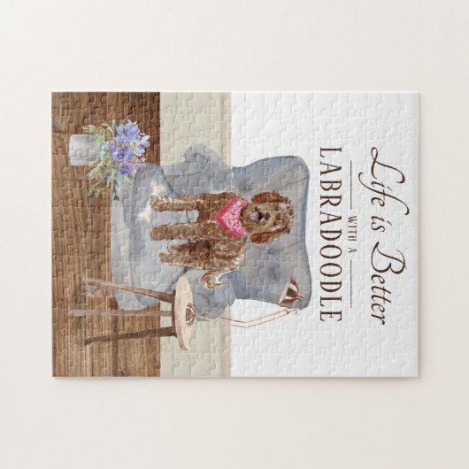 Het leven met een labradoedle puzzle legpuzzel (Horizontaal)