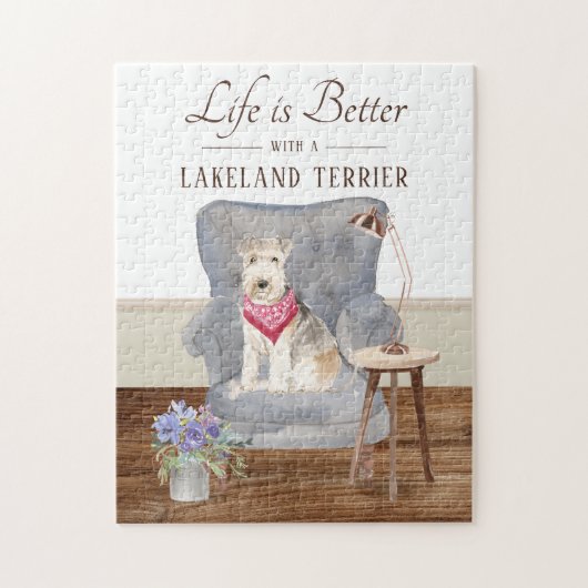 Het leven met een Lakeland Terrier Jigzaag Puzzle Legpuzzel (Verticaal)