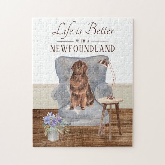 Het leven met een Newfoundland Jigzaag Puzzle Legpuzzel (Verticaal)