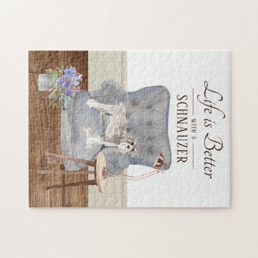 Het leven met een zwarte schnauzer-puzzel legpuzzel (Horizontaal)