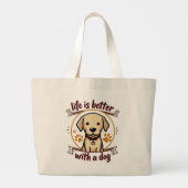 Het leven met honden grote tote bag (Achterkant)