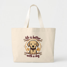 Het leven met honden grote tote bag