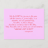 Het leven moet geen reis zijn briefkaart (Voorkant)