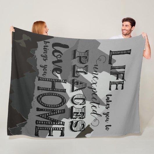 Het leven neemt je Inspirerend offertes in beslag Fleece Deken (In situ)