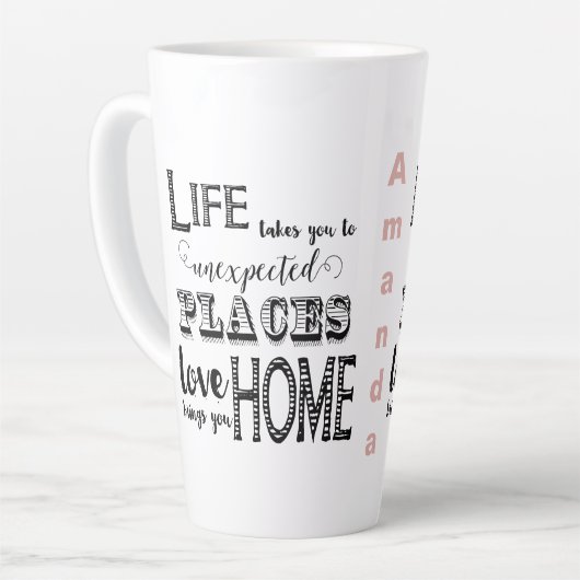 Het leven neemt je mee naar onverwachte plekken wa latte mok (Linkerhoek)