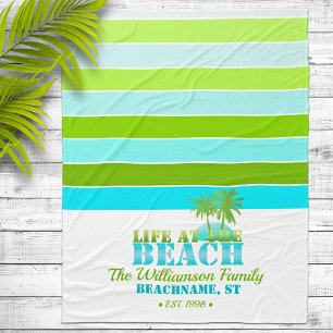 Het leven op het strand Cool Blue/Green Fleece Deken