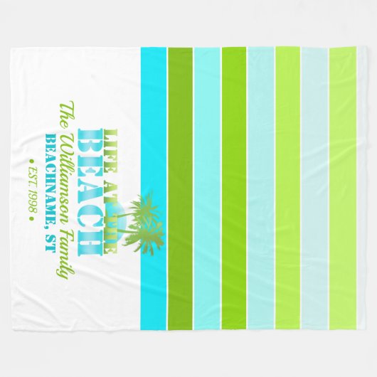 Het leven op het strand Cool Blue/Green Fleece Deken (Voorkant (Horizontaal))