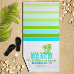 Het leven op het strand Cool Blue/Green Strandlaken<br><div class="desc">Leuk,  zomers,  tropisch strand thema ontwerp,  gepersonaliseerd</div>