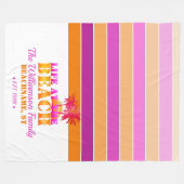 Het leven op het strand Hot Pink & Sinaasappel Fleece Deken (Voorkant (Horizontaal))