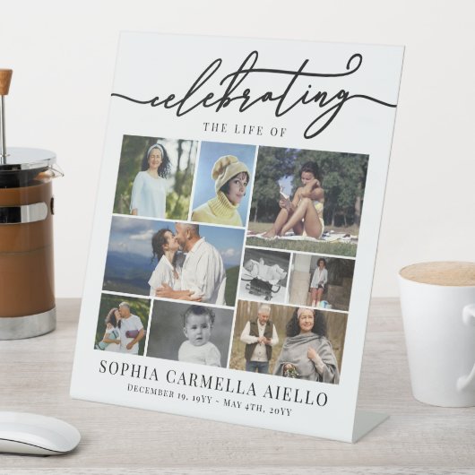 Het leven van 9 foto-collage vieren reclamebord met voetstuk (Insitu)