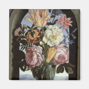 Het leven van bloemen in een drink glas magneet