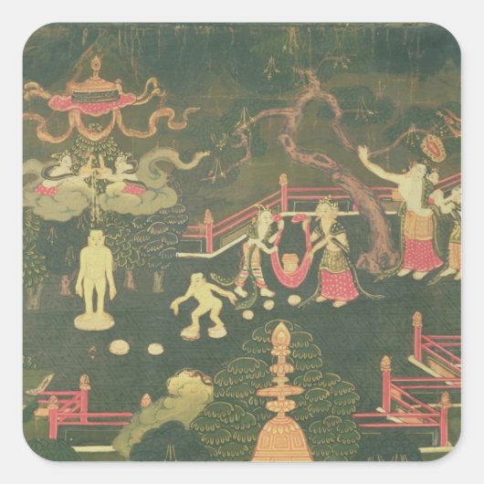 Het leven van Boeddha Shakyamuni Vierkante Sticker (Voorkant)