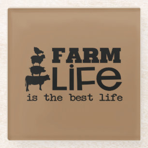 Het leven van boerderijen is het beste leven in de glazen onderzetter