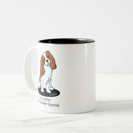 Het leven van Cavalier Spaniel is beter Tweekleurige Koffiemok (Voorkant links)
