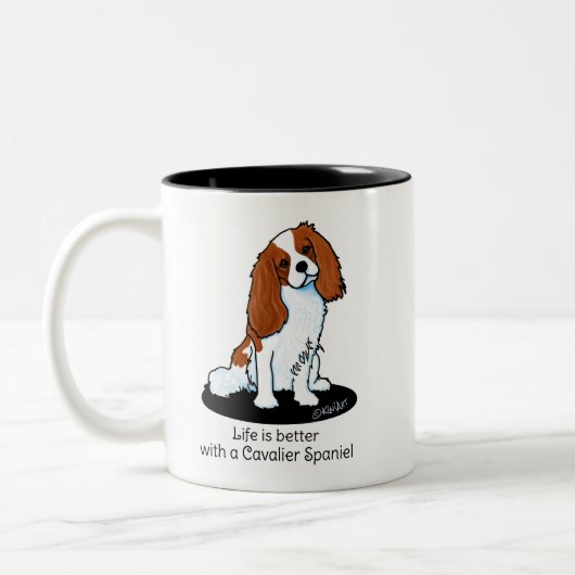 Het leven van Cavalier Spaniel is beter Tweekleurige Koffiemok (Links)