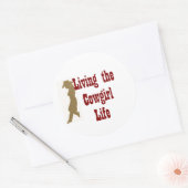 Het leven van Cowgirl Ronde Sticker (Envelop)