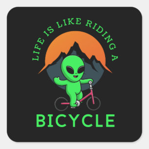 Het leven van de Alien Lover-Sticker is als het be Vierkante Sticker