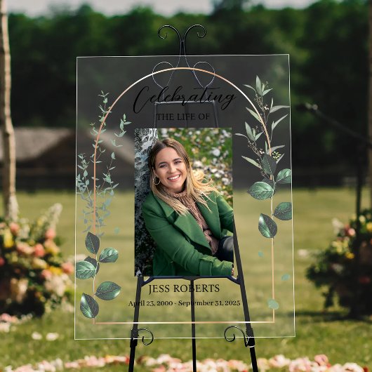 Het leven van de begrafenis vieren in liefdevolle acryl bord