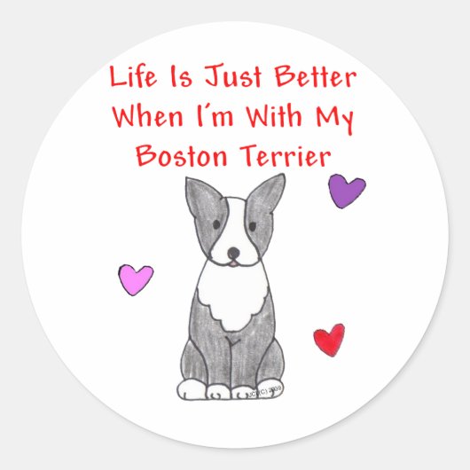 Het leven van de Boston Terrier is gewoon een bete Ronde Sticker (Voorkant)
