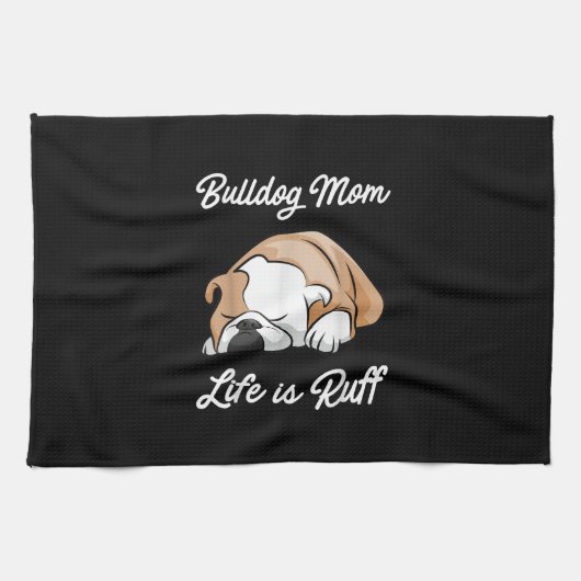 Het leven van de bulledog mama is rotsgeitte cadea theedoek (Horizontaal)