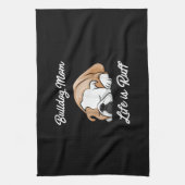 Het leven van de bulledog mama is rotsgeitte cadea theedoek (Verticaal)