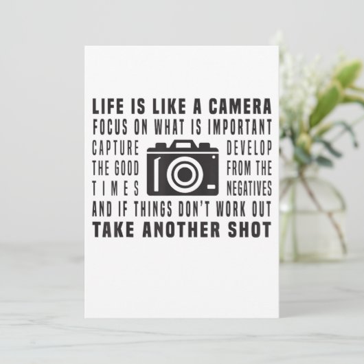 Het leven van de fotograaf is als een camera fotog aankondiging (Staand voorkant)