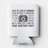 Het leven van de fotograaf is als een camera fotog blikjeskoeler (Achterkant)