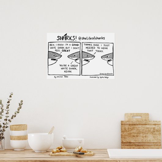 Het leven van de haaien Grote Witte haai Poster (Keuken)
